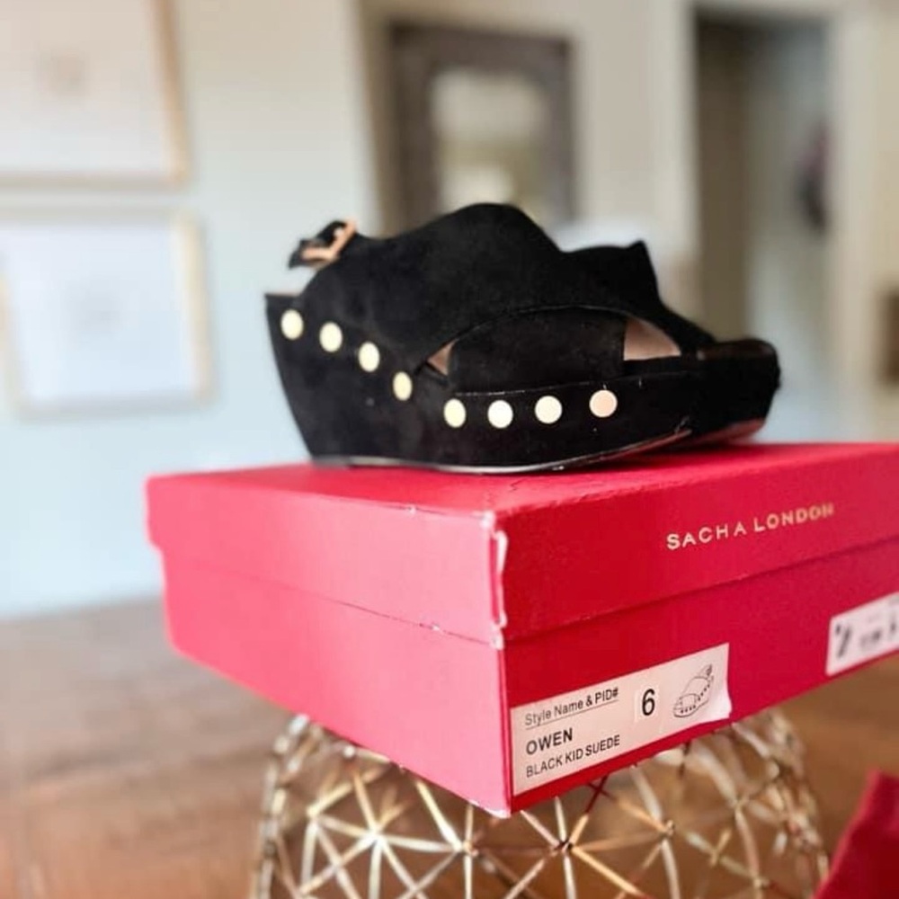 🖤 Sacha London Black Suede Sling-backs ~ Owen ~ Size 6